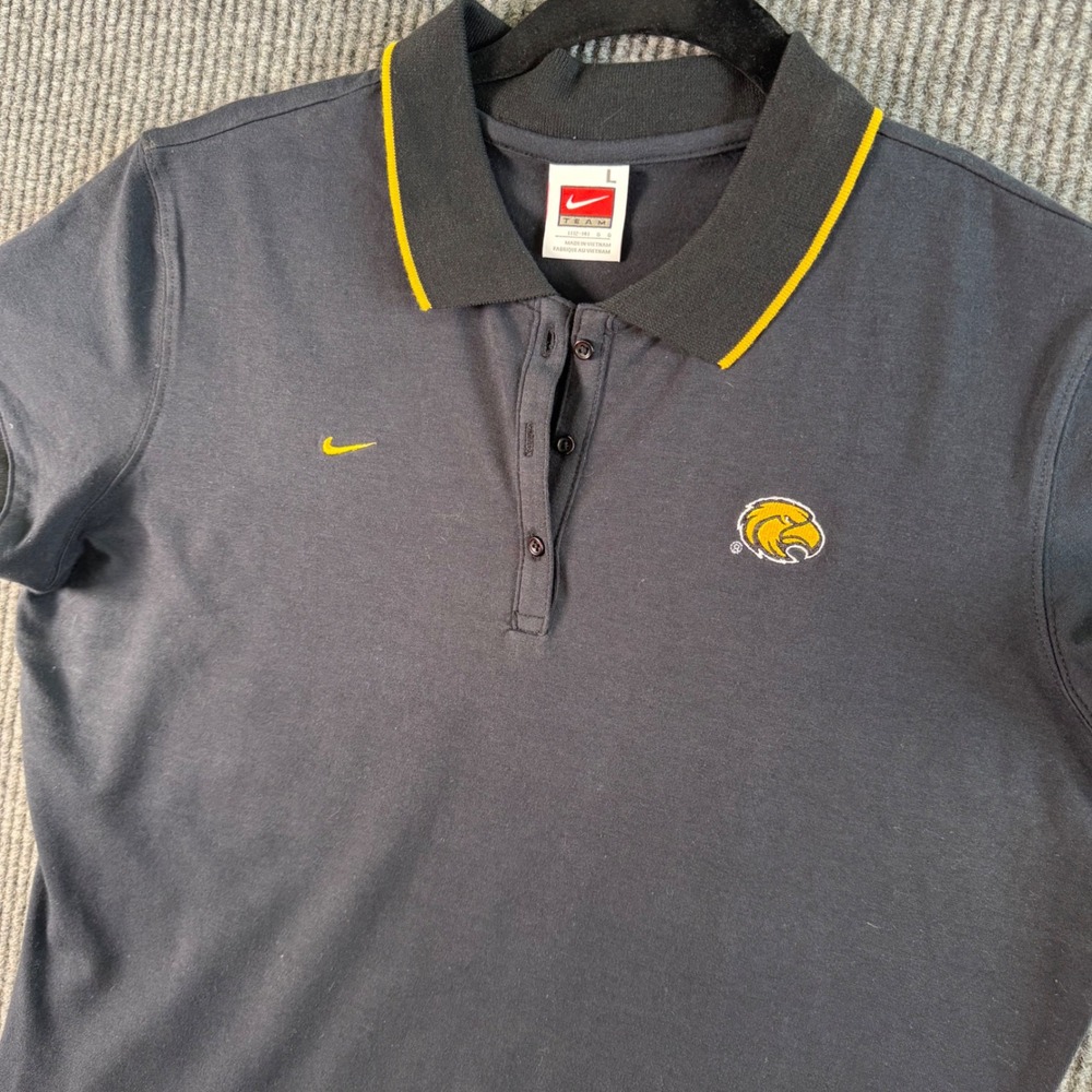 Nike University of Southern MS USM Polo Shirt Womens L Black Golden Eagles
